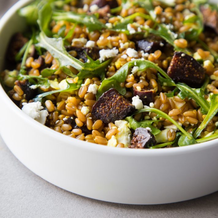 California Fig and Farro Salad with Arugula and Feta